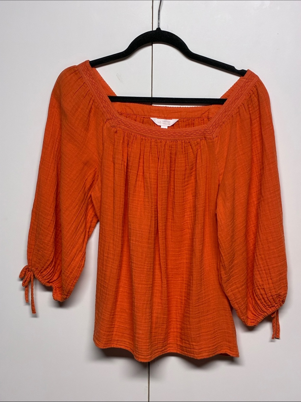 LC Lauren Conrad Orange Peasant Blouse